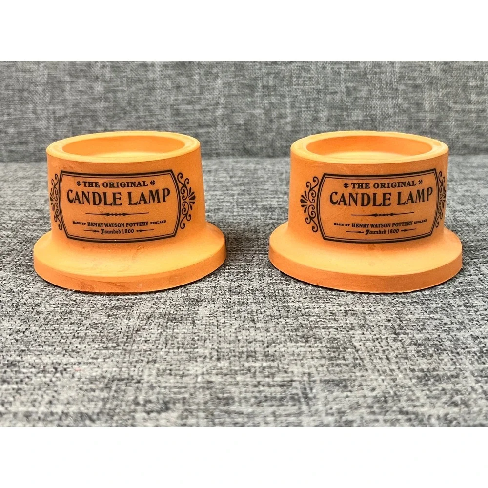 Henry Watson Pottery Terracotta Candle Lamp Bases Set of 2 England Rustic Decor